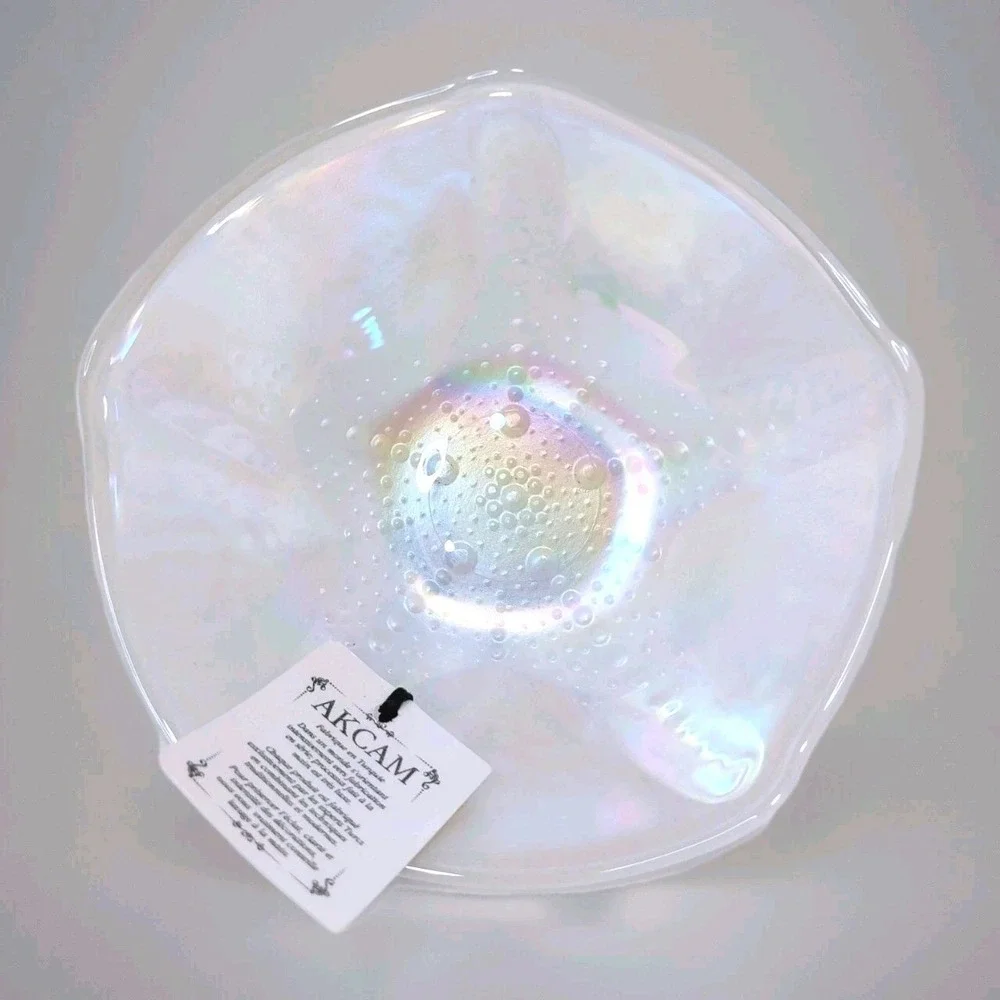 AKCAM Turkish White Opalescent Glass STARFISH Bowl‎ Made In Turkey